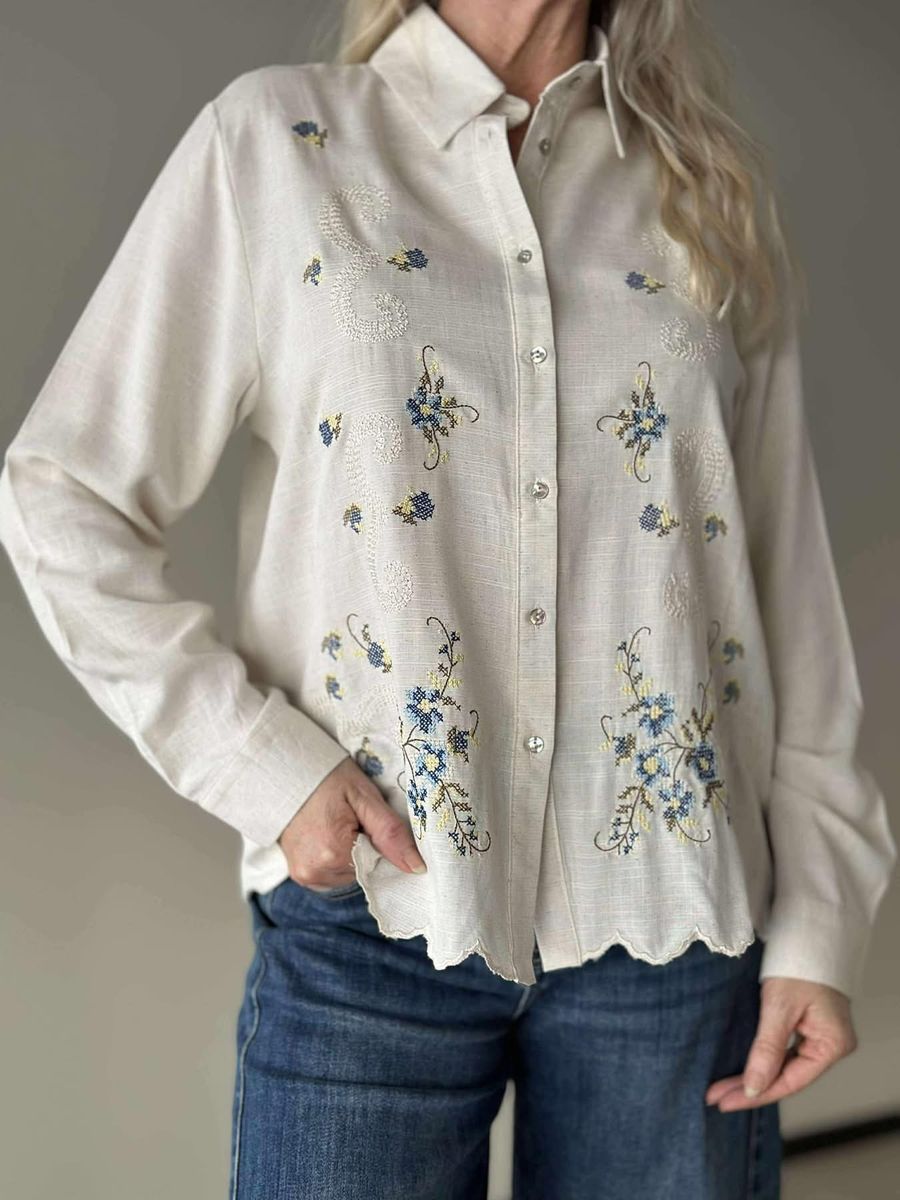 ZELIE BLUSE BEIGE/BLÅ